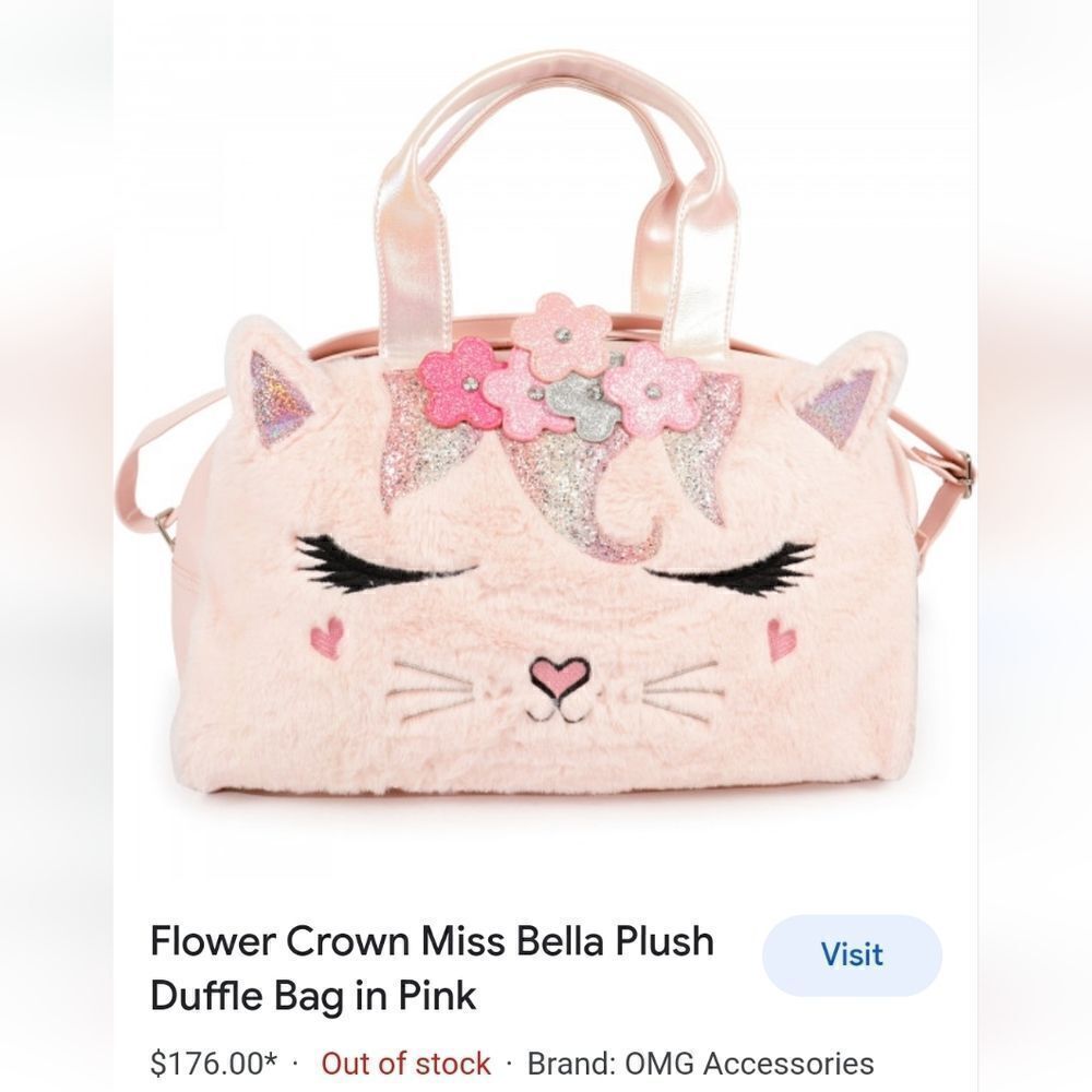 Bella Kitty Flower Crown Plush Duffle Bag